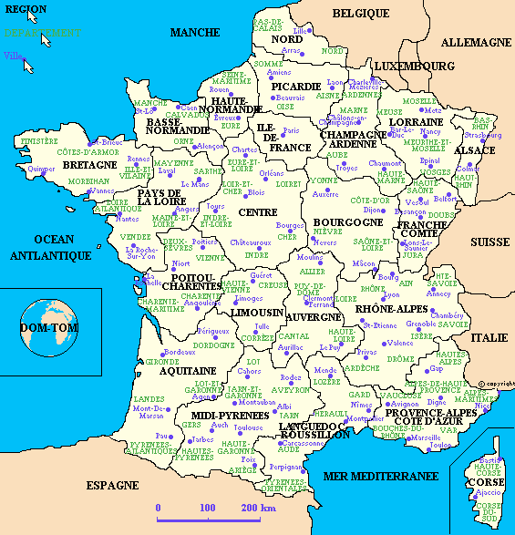 Carte de France par Rgions